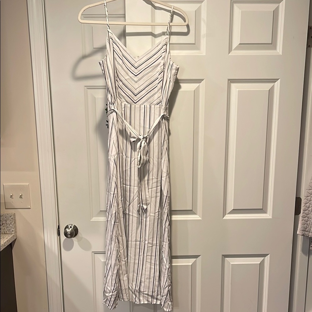 Striped White and Black Spaghetti Strap Dress